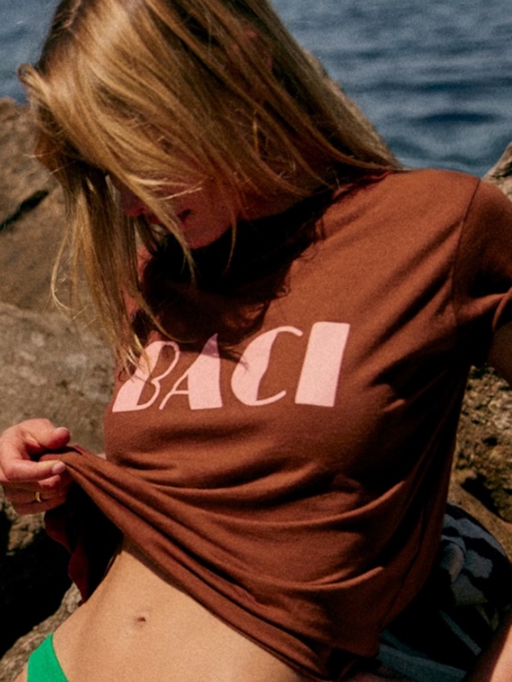 Sezane Baci T-Shirt in Caramel/Pink